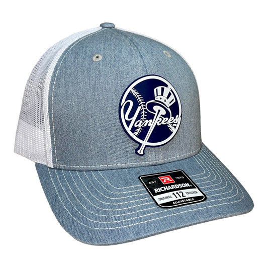 New York Yankees 3D Snapback Trucker Hat- Heather Grey/ White