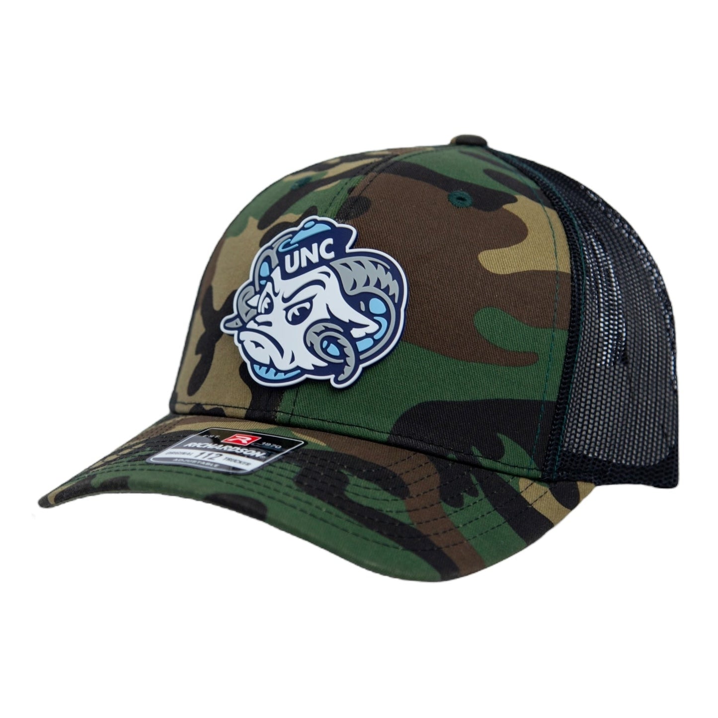 UNC Tar Heels 2024 Men's College World Series 3D Snapback Trucker Hat- Army Camo/ Black