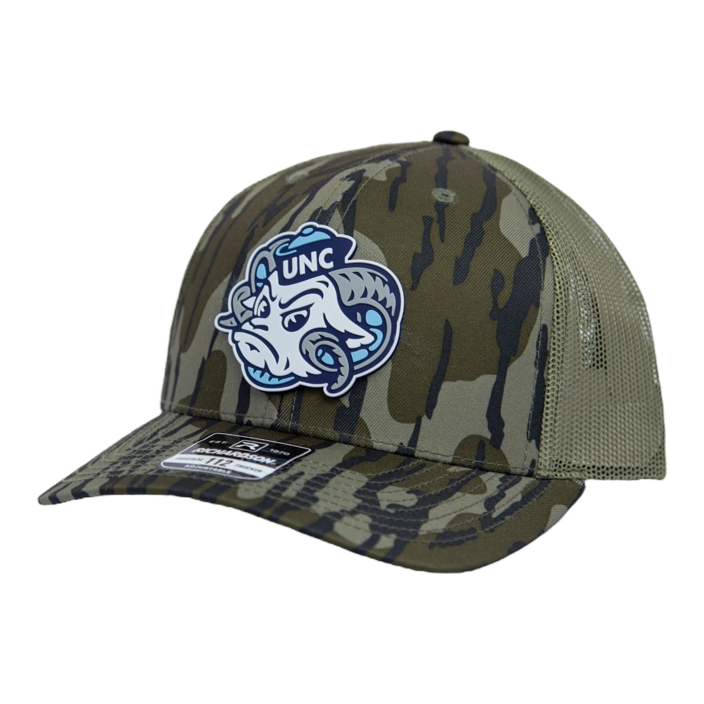 UNC Tar Heels 2024 Men's College World Series 3D Snapback Trucker Hat- Mossy Oak Bottomland/ Loden