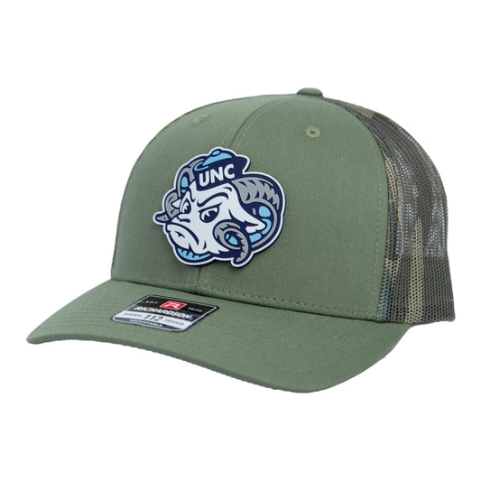 North Carolina Tar Heels 2024 Men's College World Series 3D Snapback Trucker Hat- Loden/ Green Camo