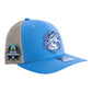 UNC Tar Heels 2024 Men's College World Series 3D Snapback Trucker Hat- Columbia Blue/ Tan