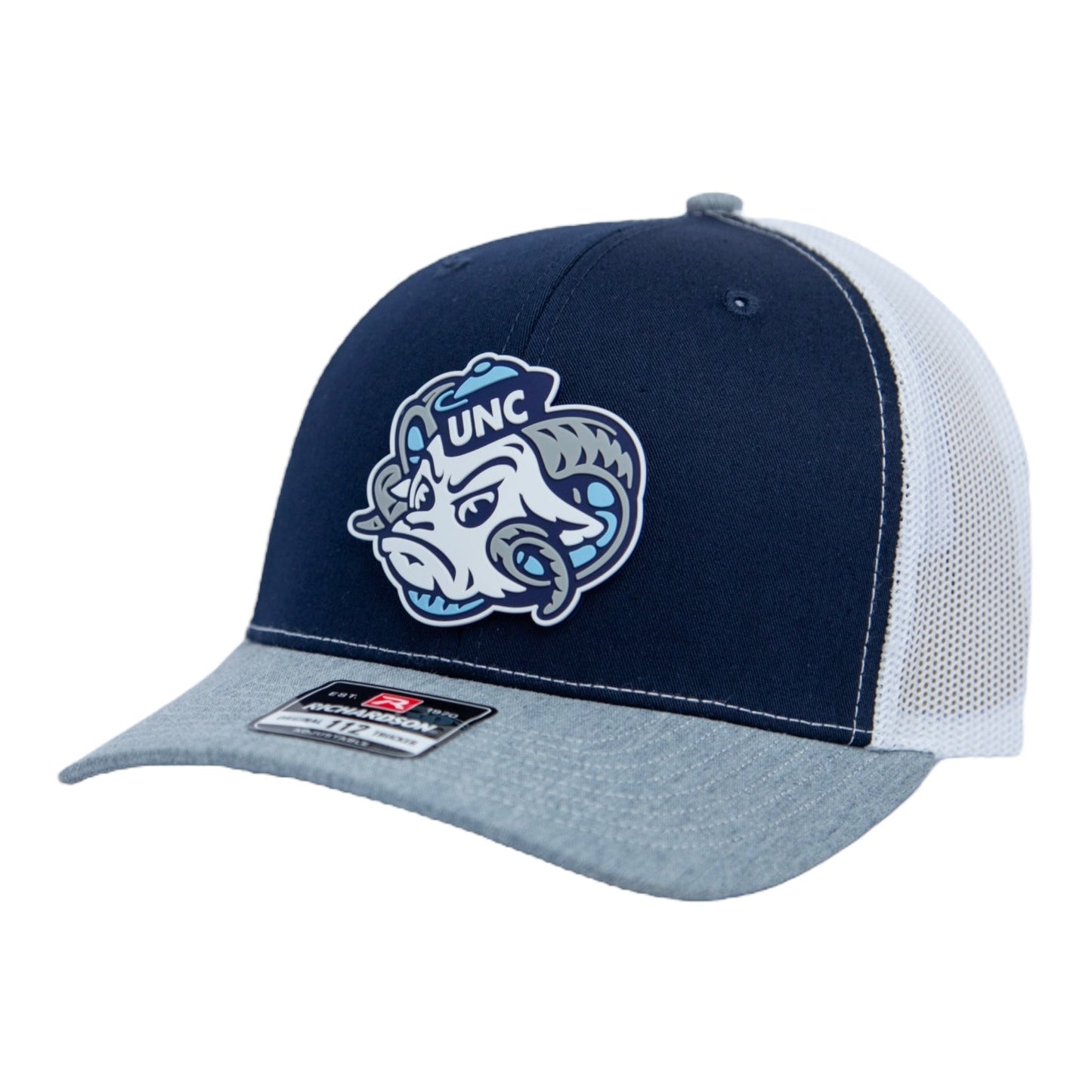 UNC Tar Heels 2024 Men's College World Series 3D Snapback Trucker Hat- Navy/ White/ Heather Grey