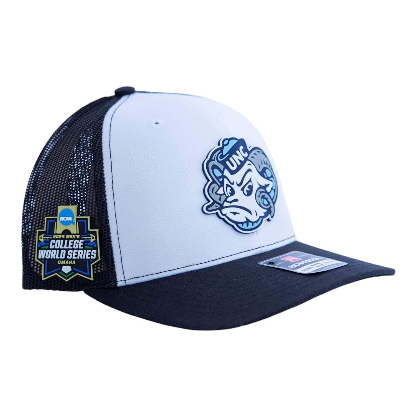 UNC Tar Heels 2024 Men's College World Series 3D Snapback Trucker Hat- White/ Black