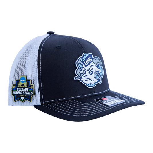 UNC Tar Heels 2024 Men's College World Series 3D Snapback Trucker Hat- Black/ White