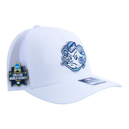 UNC Tar Heels 2024 Men's College World Series 3D Snapback Trucker Hat- White
