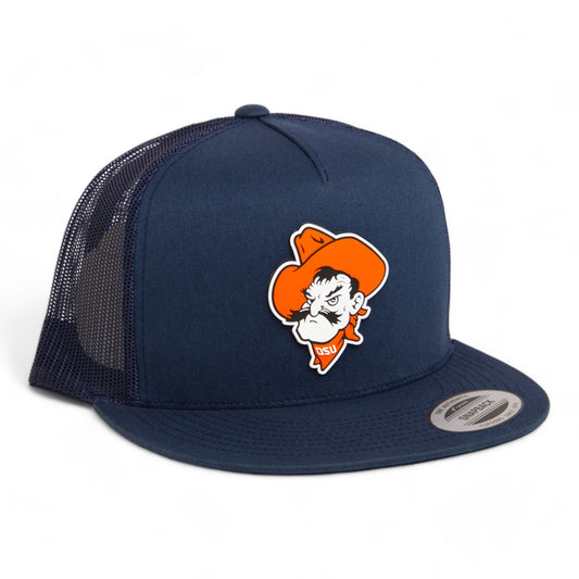 OSU Cowboys Pistol Pete 3D YP Snapback Flat Bill Trucker Hat- Navy