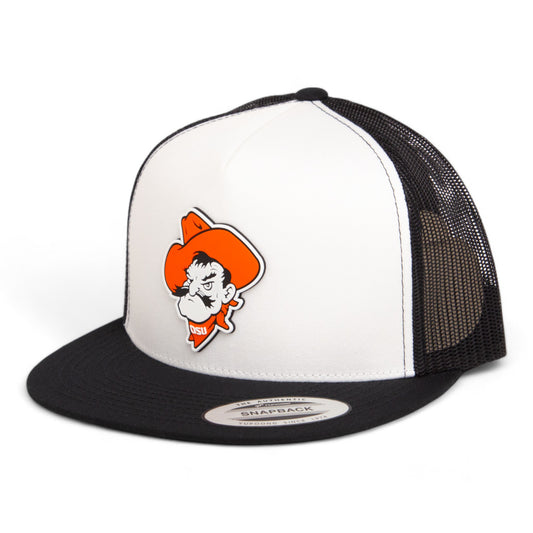 OSU Cowboys Pistol Pete 3D YP Snapback Flat Bill Trucker Hat- White/ Black