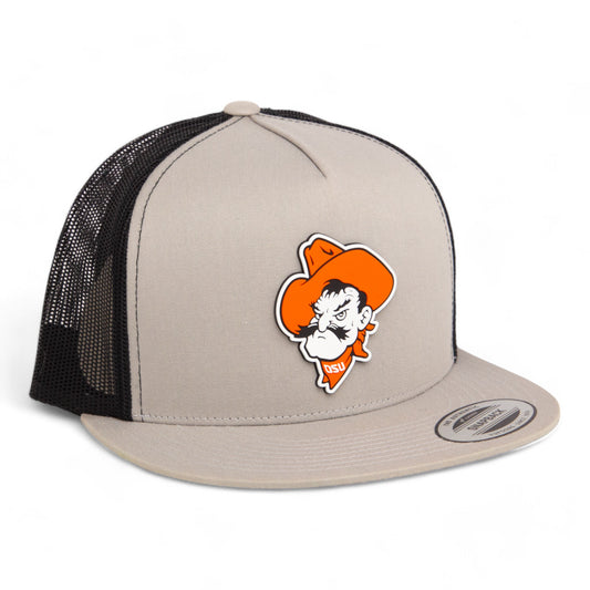 OSU Cowboys Pistol Pete 3D YP Snapback Flat Bill Trucker Hat- Silver/ Black