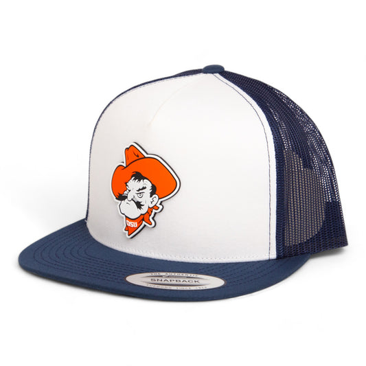 OSU Cowboys Pistol Pete 3D YP Snapback Flat Bill Trucker Hat- White/ Navy