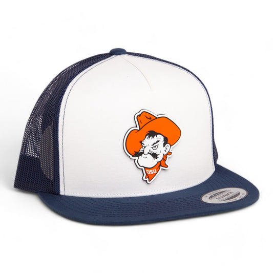 OSU Cowboys Pistol Pete 3D YP Snapback Flat Bill Trucker Hat- White/ Navy