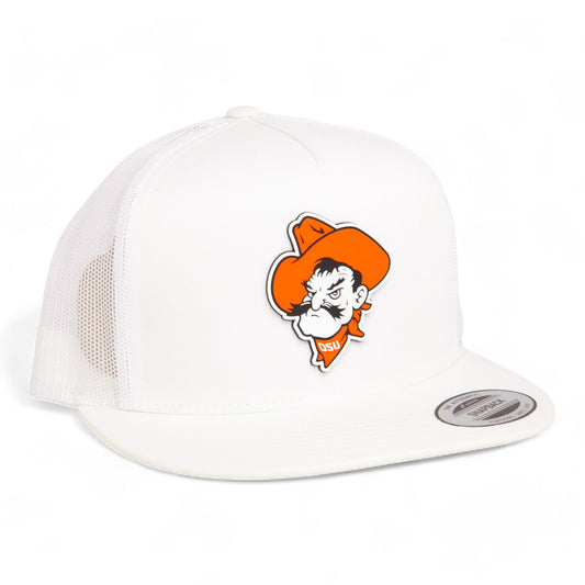 OSU Cowboys Pistol Pete 3D YP Snapback Flat Bill Trucker Hat- White