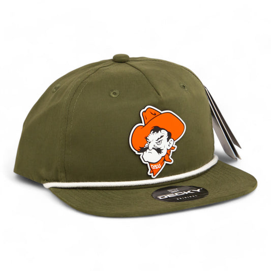 OSU Cowboys Pistol Pete 3D Classic Rope Hat- Olive/ White