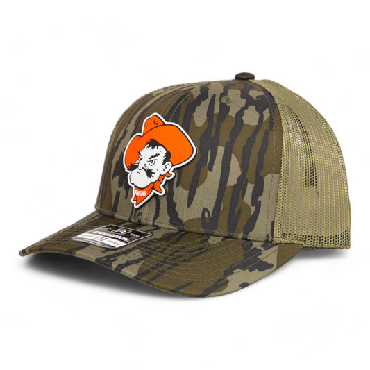 OSU Cowboys Pistol Pete 3D Snapback Trucker Hat- Mossy Oak Bottomland/ Loden