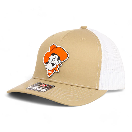 OSU Cowboys Pistol Pete 3D Snapback Trucker Hat- Tan/ White