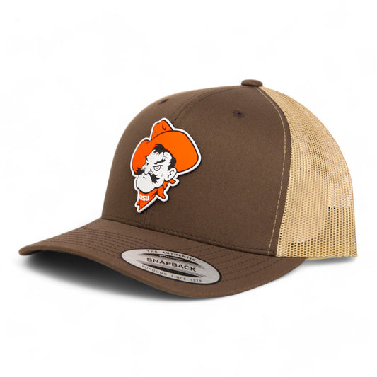 OSU Cowboys Pistol Pete 3D YP Snapback Trucker Hat- Brown/ Tan