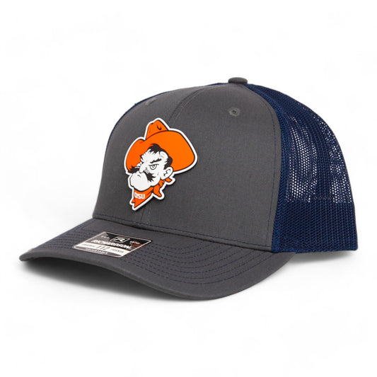 OSU Cowboys Pistol Pete 3D Snapback Trucker Hat- Charcoal/ Navy