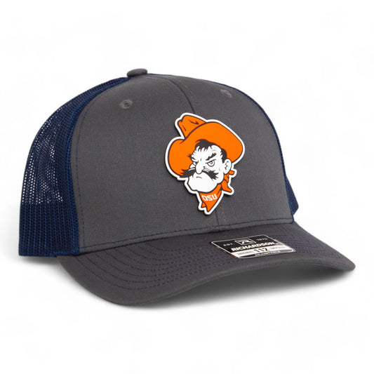 OSU Cowboys Pistol Pete 3D Snapback Trucker Hat- Charcoal/ Navy