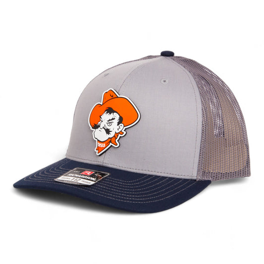 OSU Cowboys Pistol Pete 3D Snapback Trucker Hat- Grey/ Charcoal/ Navy