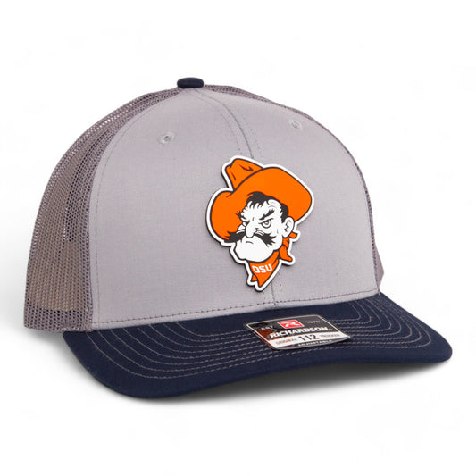 OSU Cowboys Pistol Pete 3D Snapback Trucker Hat- Grey/ Charcoal/ Navy