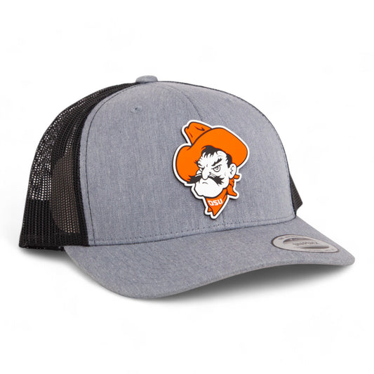 OSU Cowboys Pistol Pete 3D YP Snapback Trucker Hat- Heather Grey/ Black