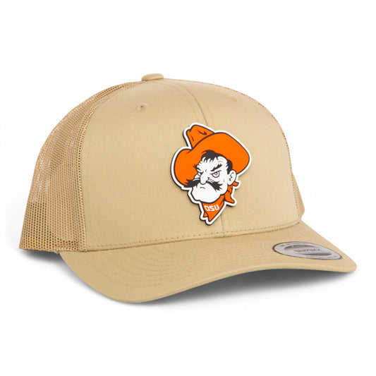 OSU Cowboys Pistol Pete 3D YP Snapback Trucker Hat- Tan