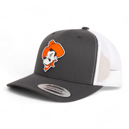 OSU Cowboys Pistol Pete 3D YP Snapback Trucker Hat- Charcoal/ White