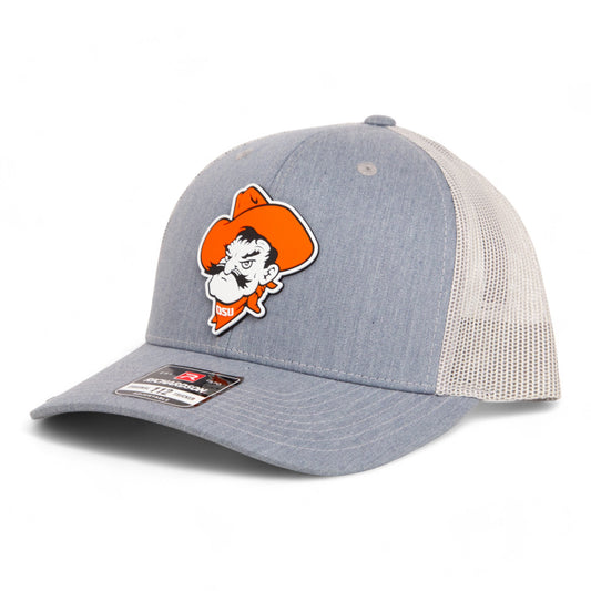 OSU Cowboys Pistol Pete 3D Snapback Trucker Hat- Heather Grey/ Light Grey