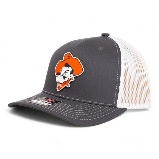 OSU Cowboys Pistol Pete 3D Snapback Trucker Hat- Charcoal/ White