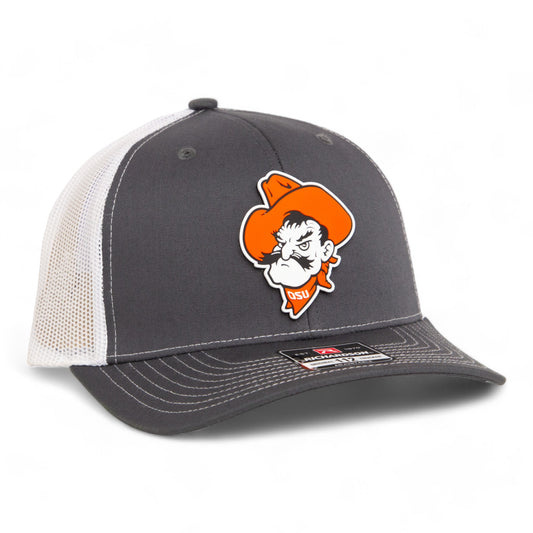 OSU Cowboys Pistol Pete 3D Snapback Trucker Hat- Charcoal/ White