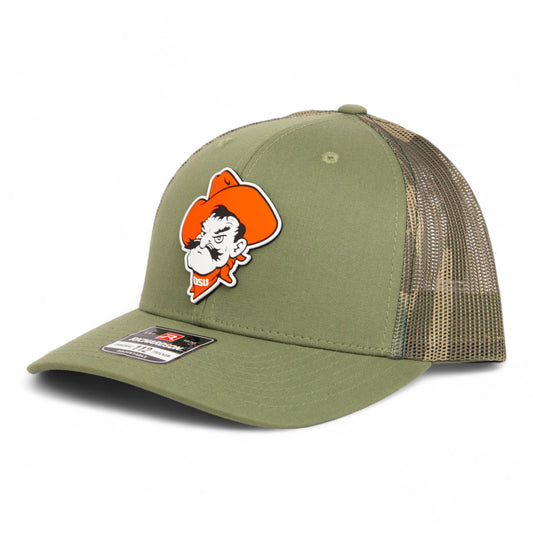 OSU Cowboys Pistol Pete 3D Snapback Trucker Hat- Loden/ Green Camo