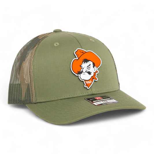 OSU Cowboys Pistol Pete 3D Snapback Trucker Hat- Loden/ Green Camo