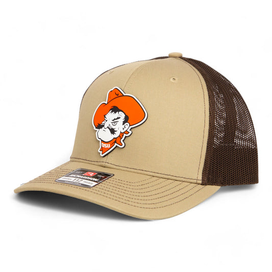 OSU Cowboys Pistol Pete 3D Snapback Trucker Hat- Tan/ Coffee