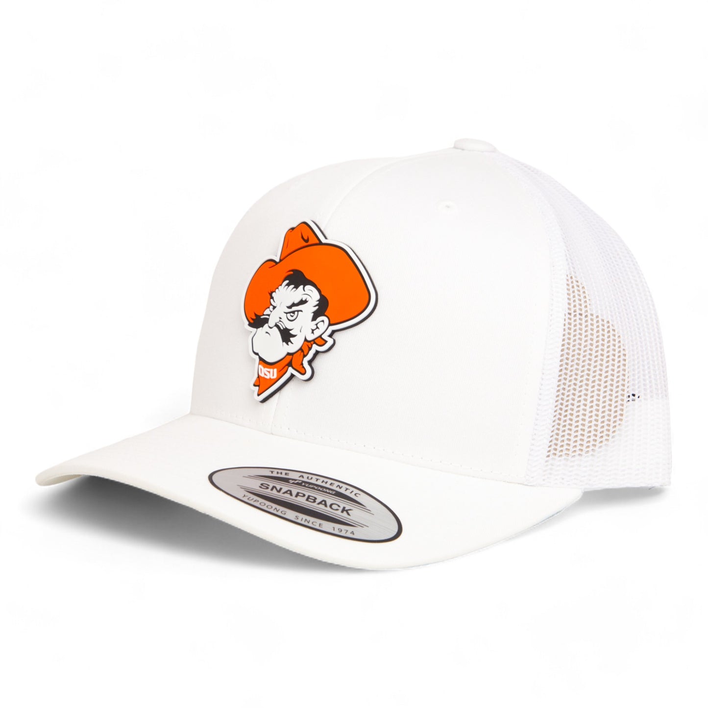 OSU Cowboys Pistol Pete 3D YP Snapback Trucker Hat- White