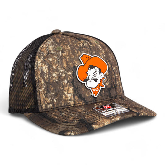 OSU Cowboys Pistol Pete 3D Snapback Trucker Hat- Realtree Timber/ Black