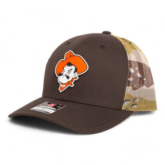 OSU Cowboys Pistol Pete 3D Snapback Trucker Hat- Brown/ Desert Camo