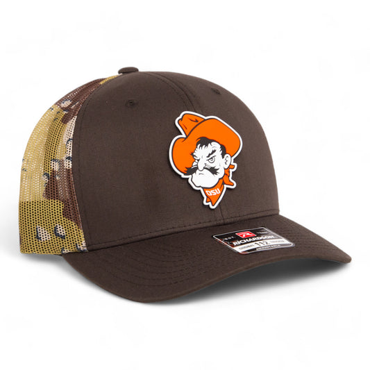 OSU Cowboys Pistol Pete 3D Snapback Trucker Hat- Brown/ Desert Camo