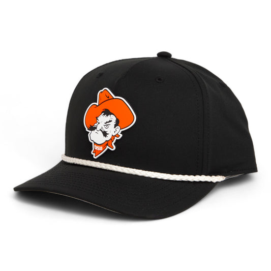 OSU Cowboys Pistol Pete 3D Five Panel Classic Rope Hat- Black/ White