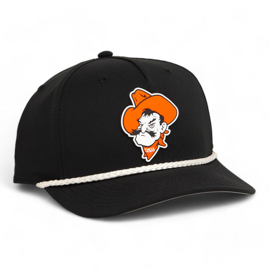 OSU Cowboys Pistol Pete 3D Five Panel Classic Rope Hat- Black/ White