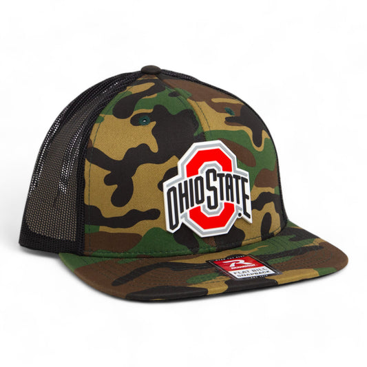 Ohio State Buckeyes 3D Wool Blend Flat Bill Hat- Army Camo/ Black