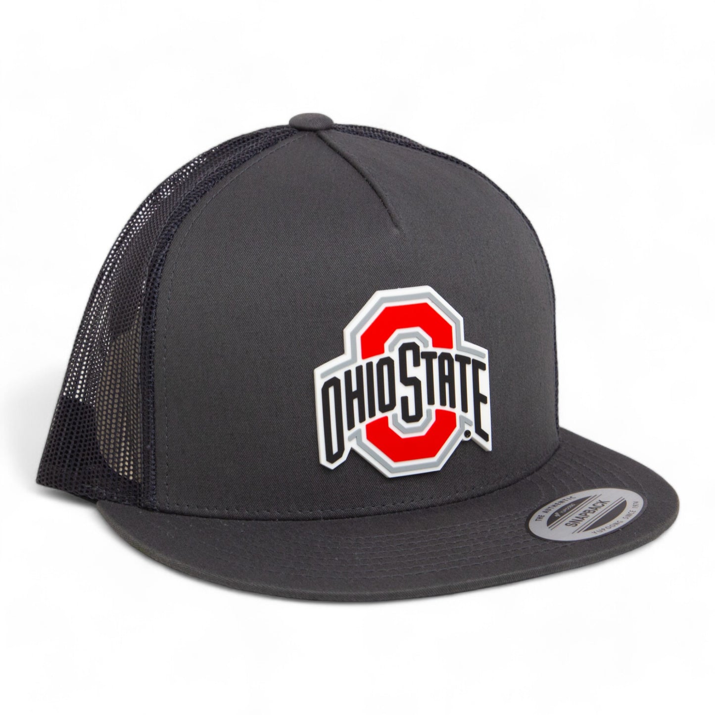 Ohio State Buckeyes 3D YP Snapback Flat Bill Trucker Hat- Charcoal/ Black