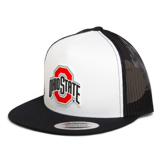 Ohio State Buckeyes 3D YP Snapback Flat Bill Trucker Hat- White/ Black