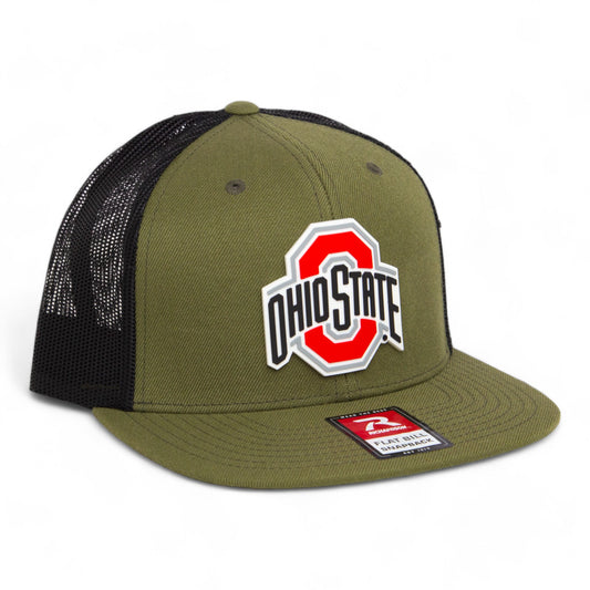 Ohio State Buckeyes 3D Wool Blend Flat Bill Hat- Loden/ Black