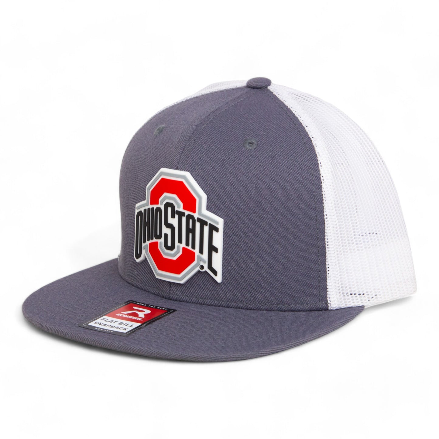 Ohio State Buckeyes 3D Wool Blend Flat Bill Hat- Charcoal/ White