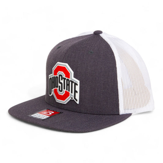 Ohio State Buckeyes 3D Wool Blend Flat Bill Hat- Heather Charcoal/ White