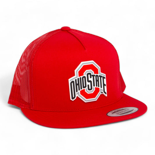 Ohio State Buckeyes 3D YP Snapback Flat Bill Trucker Hat- Red