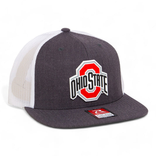 Ohio State Buckeyes 3D Wool Blend Flat Bill Hat- Heather Charcoal/ White