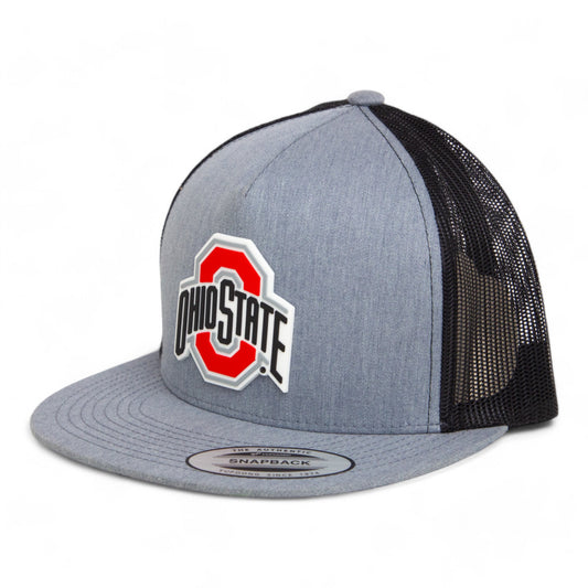 Ohio State Buckeyes 3D YP Snapback Flat Bill Trucker Hat- Heather Grey/ Black