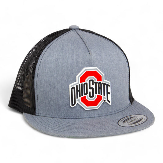 Ohio State Buckeyes 3D YP Snapback Flat Bill Trucker Hat- Heather Grey/ Black