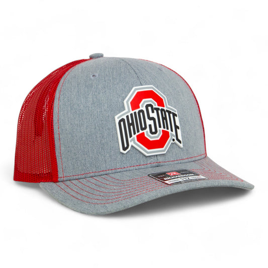 Ohio State Buckeyes 3D Snapback Trucker Hat- Heather Grey/ Red