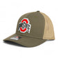 Ohio State Buckeyes 3D Snapback Trucker Hat- Loden/ Tan